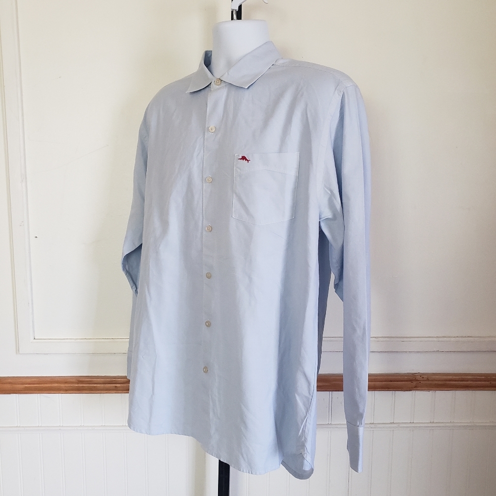 SOLD Tommy Bahama Mens Shirt Large Blue Long Slv Button Front Cotton Silk NEW - Picture 3 of 9